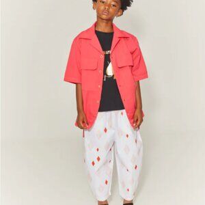 Little creative factory orange grandfather collar cotton shirt size 2-3y